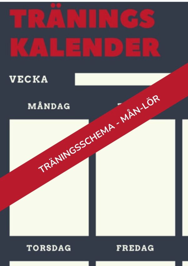 Träningskalender för att följa din träning. Måndag till lördag