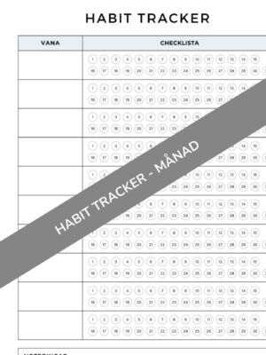 Habit tracker månad - få hjälp att följa ditt liv